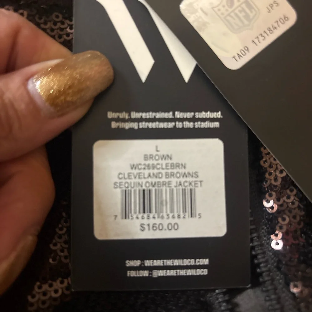 NWT Women's The Wild Collective Cleveland Browns Sequin Ombre Jacket - Large - Picture 11 of 11